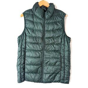 UNIQLO Ultra Light Down Filled Packable Full Zip Softshell Vest Womens S Green